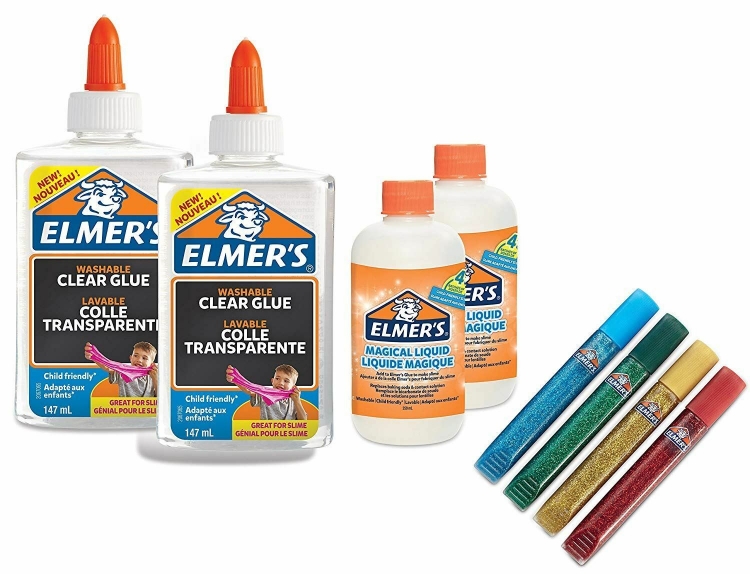 ELMER'S Kit de base pour Slime, 4 Stylos colle à paillettes, 2