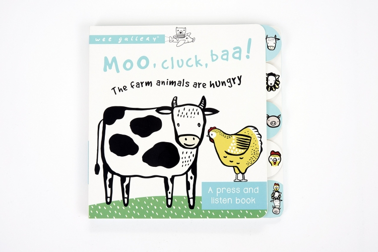 Moo, Cluck, Baa! The Farm Animals are Hungry! – A Press and Listen Sound  Book